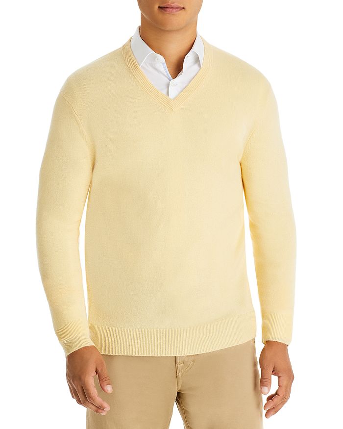 The Men's Store At Bloomingdale's Cashmere V-neck Sweater - 100% Exclusive In Light Yellow