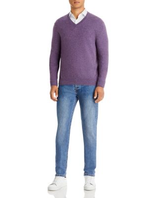 Heather Purple Cashmere V-Neck Sweater - Exclusive