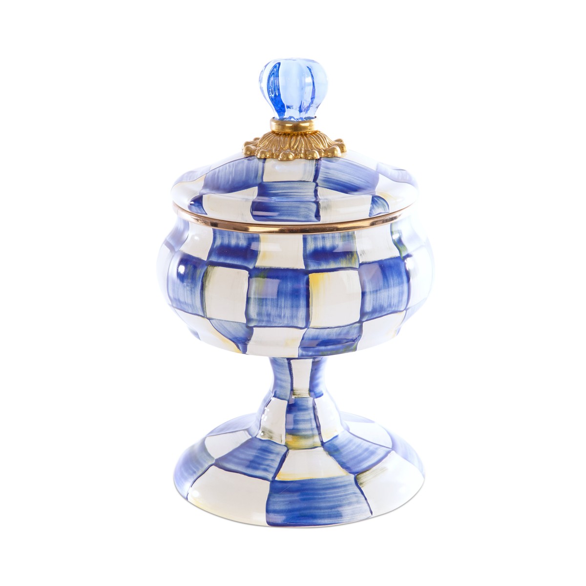 Mackenzie-childs Mackenzie-Childs Royal Check Enamel Curiosity Pot in Blue/White