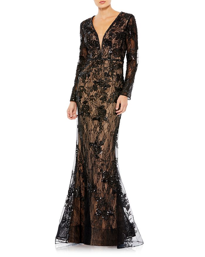 Black lace trumpet dress top