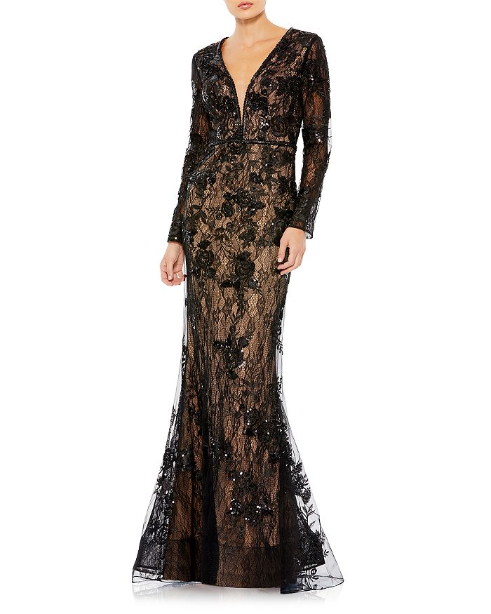 Mac Duggal Embellished Lace Trumpet Dress | Bloomingdale's