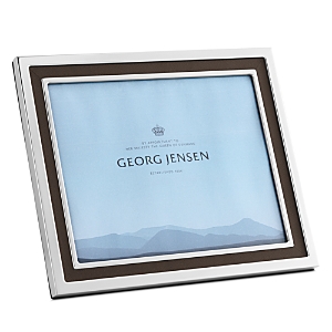 Georg Jensen Manhattan Leather And Stainless Steel Frame, 8" X 10" In Silver