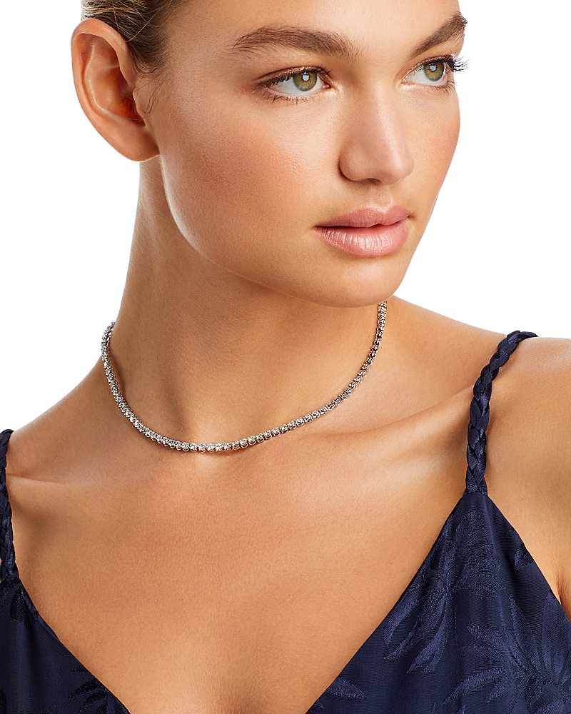 Bloomingdale's Fine Collection Diamond Crown Set Tennis Necklace in 14K White Gold, 8.0 tcw