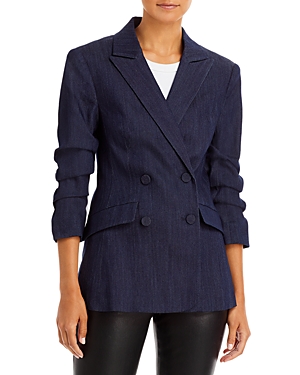 Cinq À Sept Khloe Ruched Sleeve Blazer In Indigo