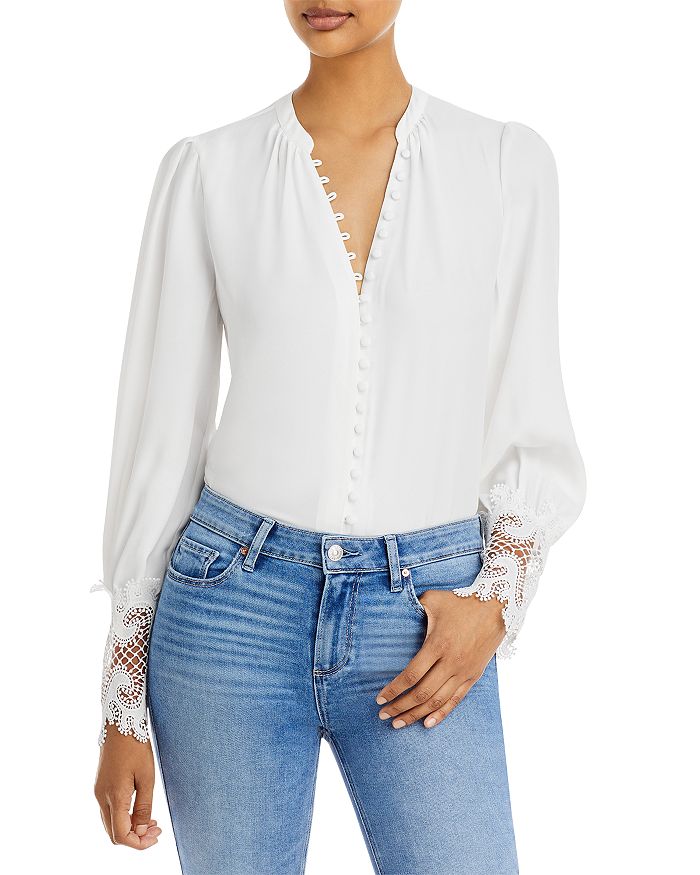 L'AGENCE Ava Lace Cuff Blouse | Bloomingdale's