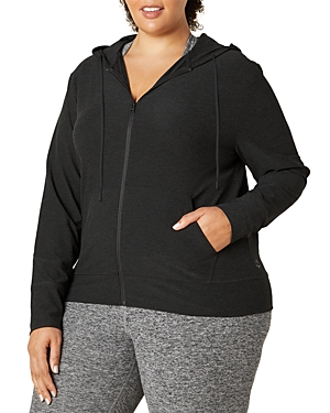 Shop Beyond Yoga Plus Size Spacedye Zip Front Hoodie In Darkest Night