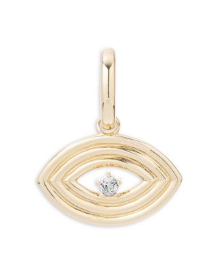 14K Yellow Gold Groovy Diamond Evil Eye Pendant