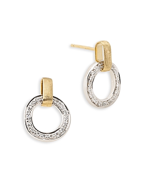 Marco Bicego 18k Yellow & White Gold Jaipur Link Diamond Flat Link Stud Earrings In White/gold