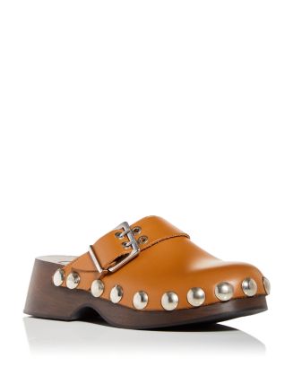GANNI Women's Studded Leather Clogs | Bloomingdale's