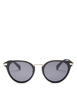 Rag & Bone Round Sunglasses, 53mm In Black/gray Solid