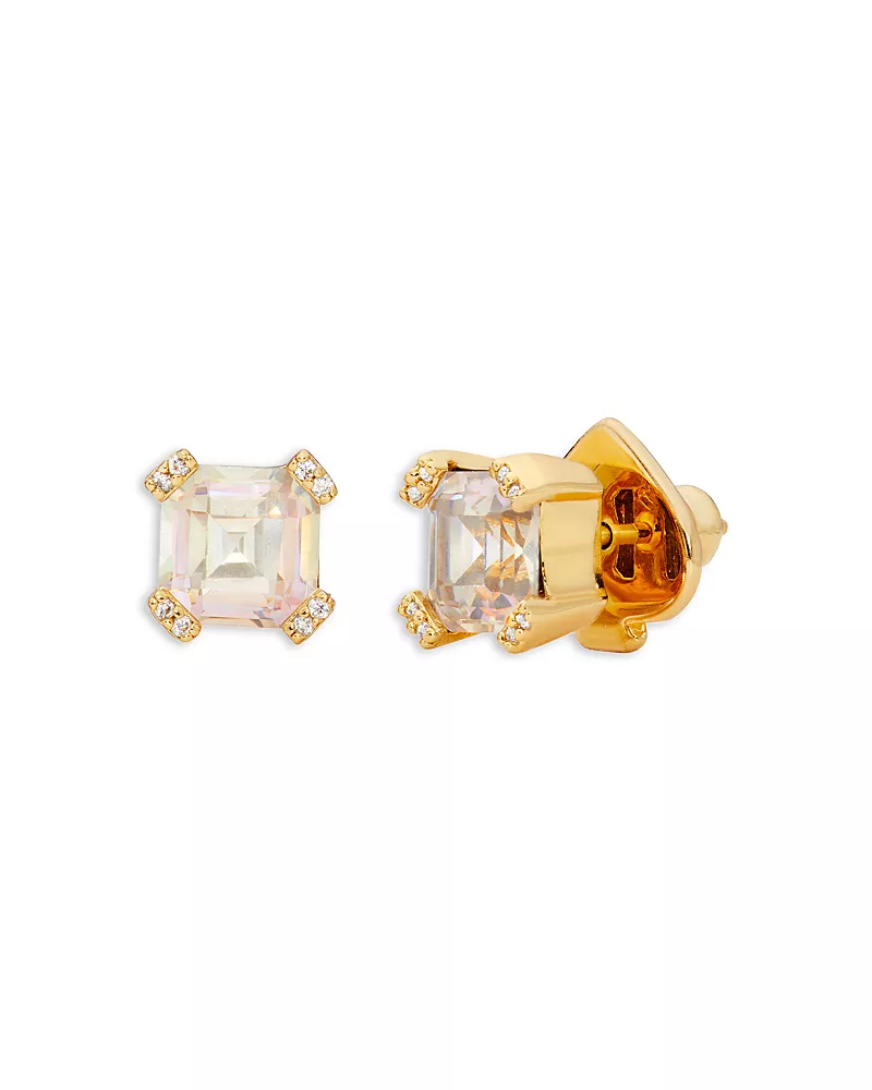 kate spade new york Dazzle Square Cubic Zirconia Stud Earrings in Gold Tone