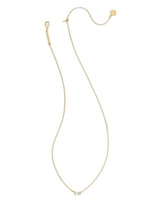 Juliette Baguette Cubic Zirconia Adjustable Pendant Necklace in 14K Gold Plated, 19" 