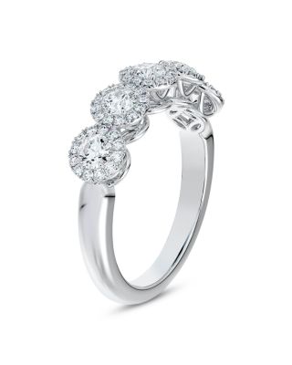 Center of My Universe&reg; Five Stone Halo Band in 18K White Gold, 0.95 tcw