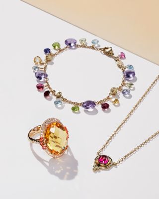 18K Yellow Gold Paradise Amethyst &amp; Mixed Gemstone Bracelet