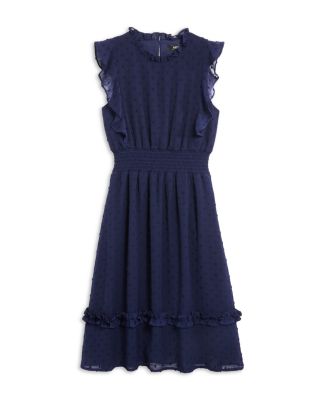 AQUA Girls' Clip Dot Print Ruffle Midi Dress, Big Kid - 100% Exclusive |  Bloomingdale's Kids