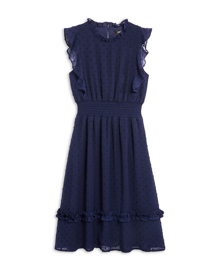100% Exclusive Bloomingdales Girls Clothing Dresses Printed Dresses Girls Clip Dot Print Ruffle Midi Dress Big Kid 