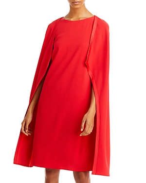 Paule Ka Cape Sleeve Dress In Vermillon