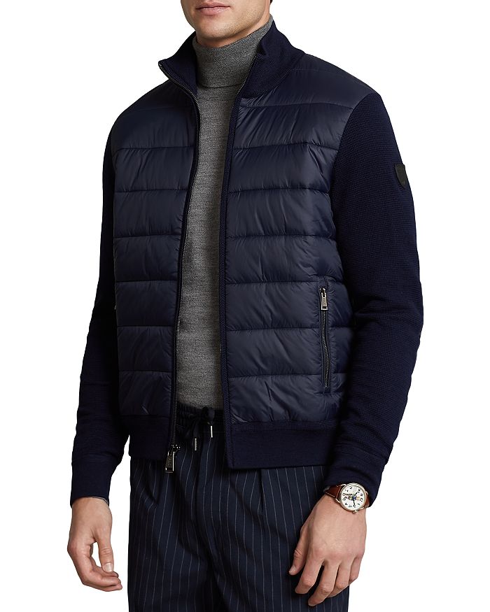 Polo Ralph Lauren - Wool Blend Quilted Regular Fit Full Zip Mock Neck Hybrid Sweater