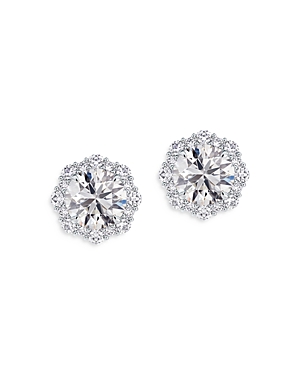 Center of My Universe Floral Halo Diamond Stud Earrings in 18K White Gold, 1.20 ct. t.w.