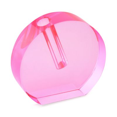 Crystal Pink Round Flat Vase, Large
