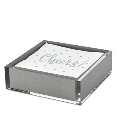 Tizo - Lucite Silver Tone Cocktail Napkin Tray