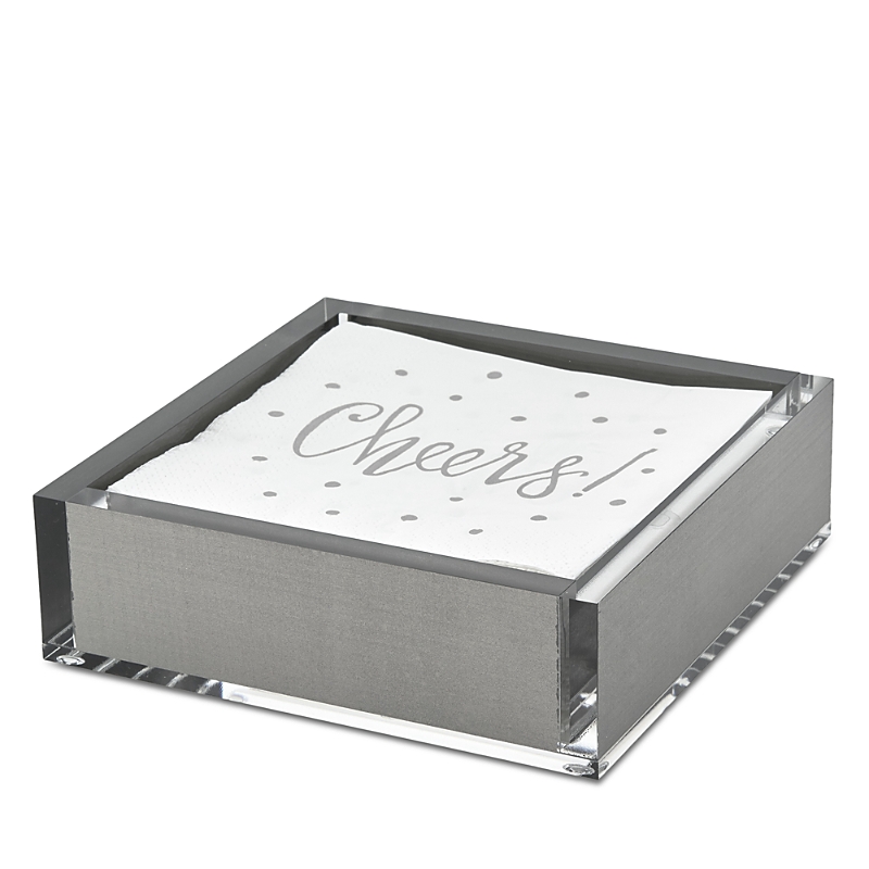Tizo Lucite Silver Tone Cocktail Napkin Tray In Silver