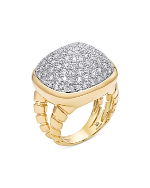 Marina B 18K Yellow Gold Tigella Pave Diamond Statement Ring