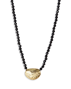 14K Gold Plated Sterling Silver & Onyx Molten Bead Necklace, 14 - 16