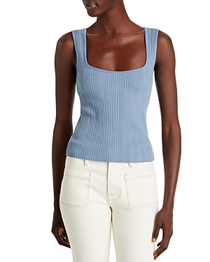 Vince Ribbed Knit Tank Top In Lake
