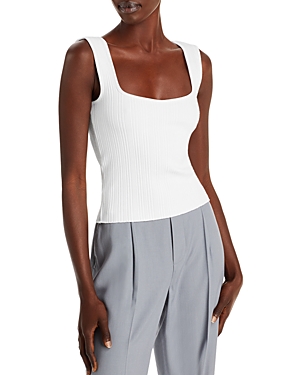 Vince Ribbed Knit Tank Top In Optic Whit