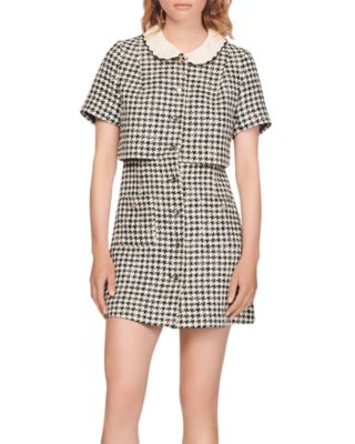 Sandro Faustina houndstooth 2024 36 tweed dress NWOT