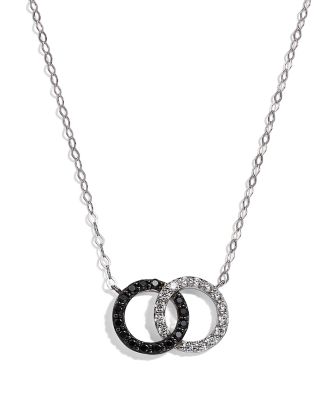 Bloomingdale's Fine Collection - White & Black Diamond Double O Pendant Necklace in 14K White Gold, 0.25 tcw - 150th Anniversary Exclusive