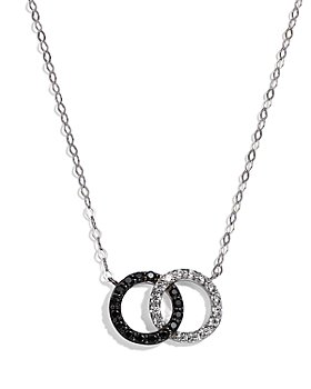 Bloomingdale's - White & Black Diamond Double O Pendant Necklace in 14K White Gold, 0.25 ct. t.w. - 150th Anniversary Exclusive