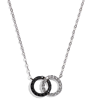 Bloomingdale's White & Black Diamond Double O Pendant Necklace In 14k White Gold, 0.25 Ct. T.w. - 150th Anniversary In Black/white
