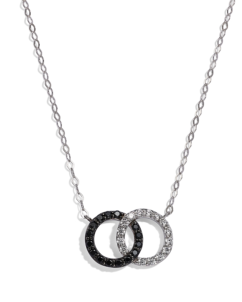 Bloomingdale's Fine Collection White & Black Diamond Double O Pendant Necklace in 14K White Gold, 0.25 tcw - 150th Anniversary Exclusive