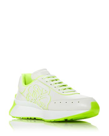 SPRINT RUNNER LOW-TOP IN WHITE CALFSKIN GREY SUEDE AND BLACK HEEL