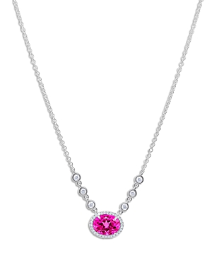 Meira T 14k White Gold Pink Sapphire & Diamond Halo Pendant Necklace, 18 In Pink/white