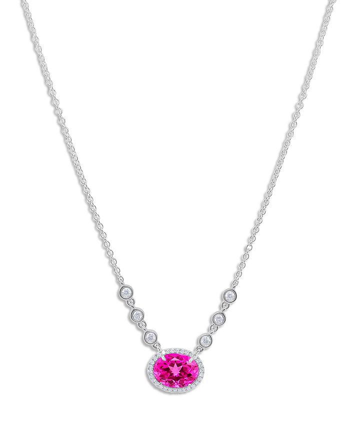 14K White Gold Pink Sapphire Necklace