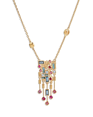 Gurhan 22k Yellow Gold Embrace Multi Gemstone Abstract Klimt Pendant Necklace, 18 In Multi/gold