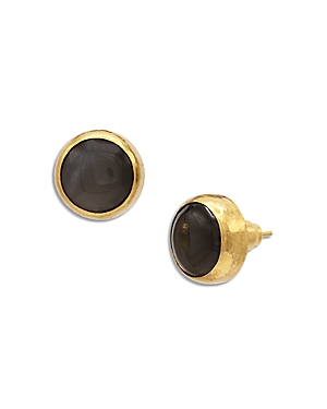 Gurhan 24k Yellow Gold Rune Moonstone Stud Earrings In Black/gold
