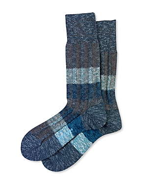 Marcoliani Cotton Blend Marbled Color Blocked Mid Calf Socks