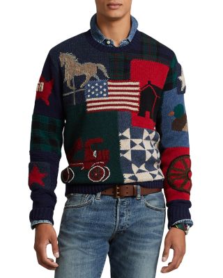 最安値新品POLO Ralph Lauren Wool Patchwork Sweater ニット/セーター