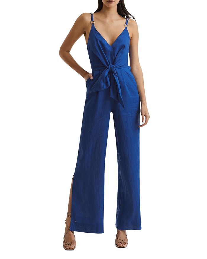 REISS Ana Linen Tie Waist Jumpsuit | Bloomingdale's