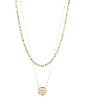 Ralph Lauren - Crest Disc Wheat Chain Layered Pendant Necklace in Gold Tone, 18"-21"