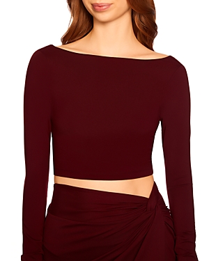 Susana Monaco Long-sleeve Scoop-back Crop Top In Port