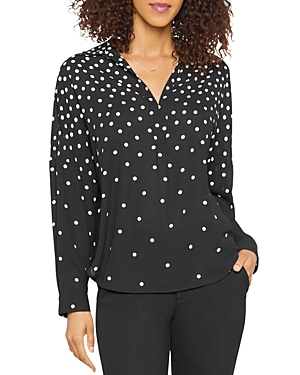 Nydj Becky Recycled Polyester Georgette Blouse In Percy Dot