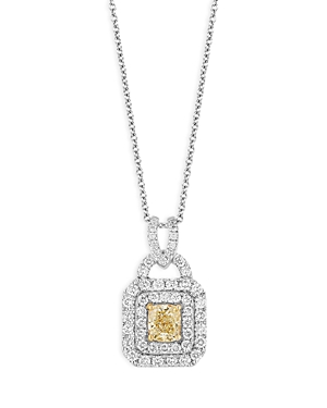 Bloomingdale's White & Yellow Diamond Pendant Necklace in 14K White Gold, 1.0 ct. t.w. - 100% Exclus