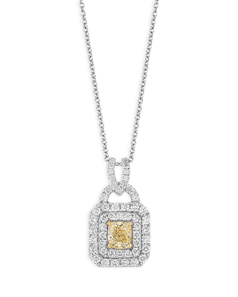 Bloomingdale's White & Yellow Diamond Pendant Necklace In 14k White Gold, 1.0 Ct. T. W. - Exclusive In Yellow/white