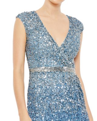 Cap Sleeve Sequin Gown