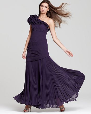 Mignon - Pleated One-Shoulder Gown